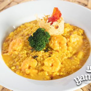 Risotto con camarones